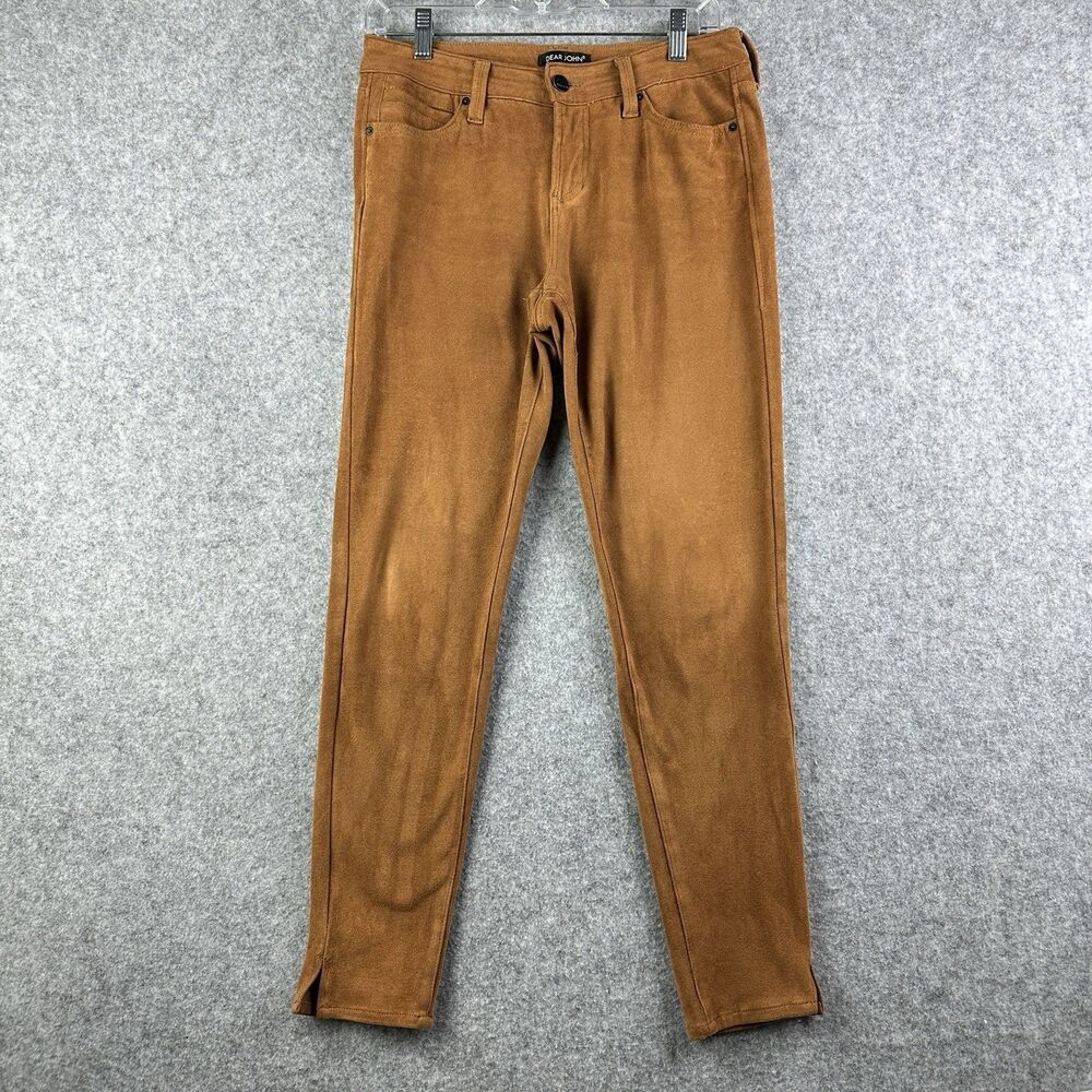 Dear John Faux Suede Skinny Pants Jeans Womens 29 Chestnut Stretch Preppy Boho*